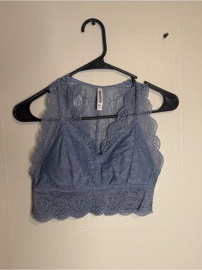 Zenana Outfitters Dusty Blue Lace Bralette